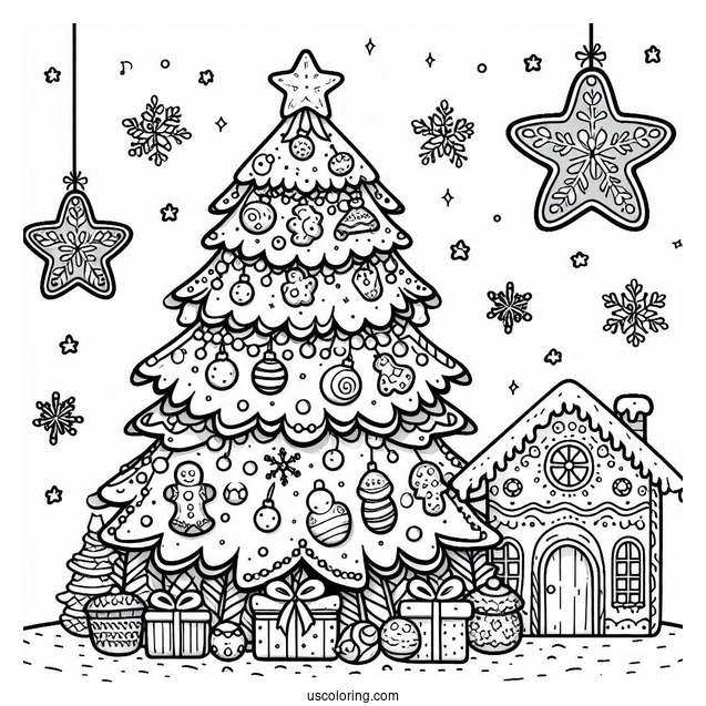 Christmas Tree With Gingerbread House