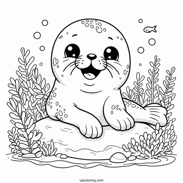 Laughing Baby Seal Coloring Page Under The Ocean