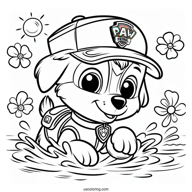 Chase From Paw Patrol Swimming In Water