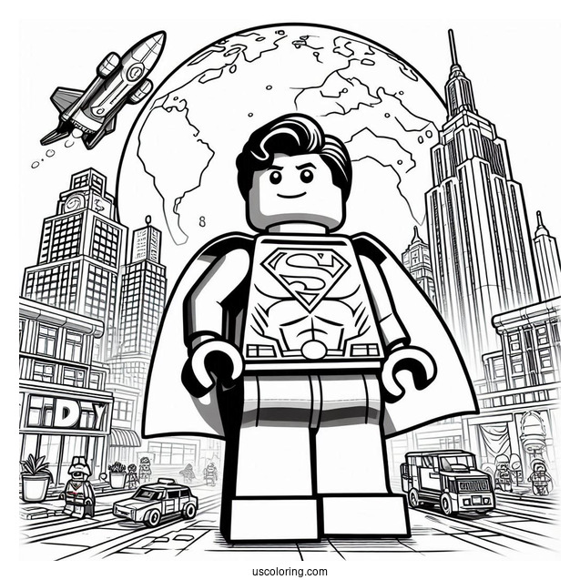 Lego Superman In Front Of Daily Planet