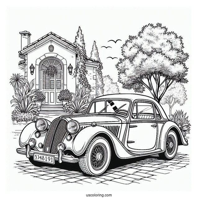 Vintage Porche Coloring Page