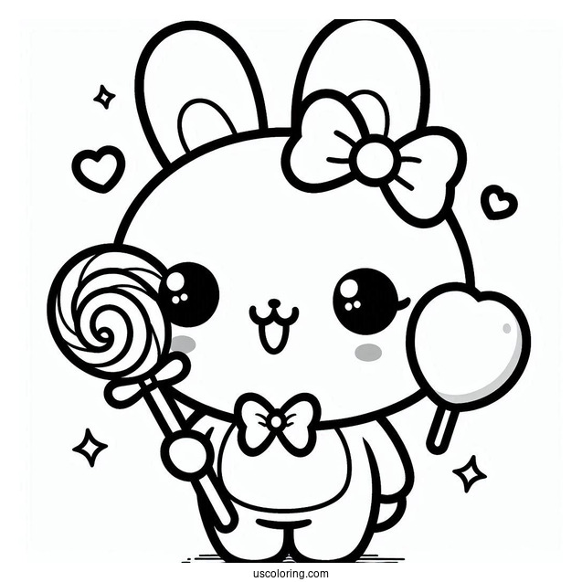 Sunny Bunnies Coloring Page Of Kawaii Big Boo With Lollipop For Kids
