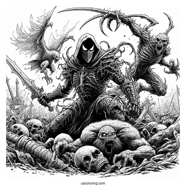Realistic Carnage Coloring Page In Battle