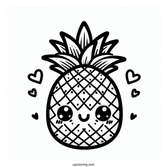 Kawaii Pineapple Coloring Page