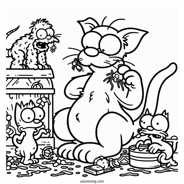 The Itchy And Scratchy Show Coloring Sheet