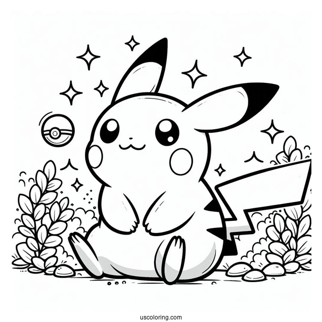 Playful Pikachu Coloring In