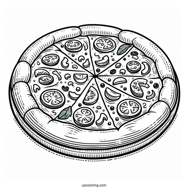 Simple Outline Of Pizza To Color For Kids