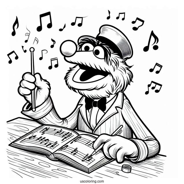 Muppets Coloring Page Of Rowlf The Dog Writing Music For Kids