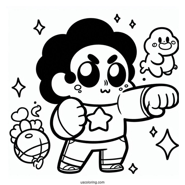 Steven Universe Coloring Page Of Kawaii Steven Universe Punching Air For Preschoolers