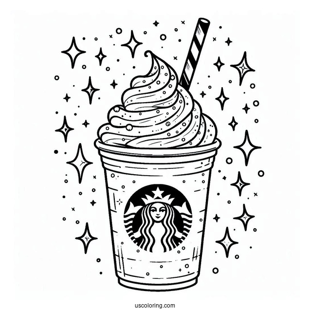 Starbucks Coloring Page Of Frappe With Starry Sparkles