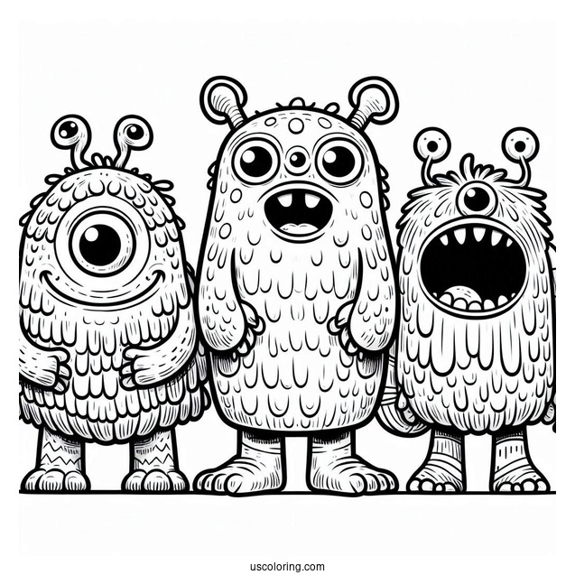 My Singing Monsters Coloring Page Of Mammott, Maw, Bowgart, And Fwog