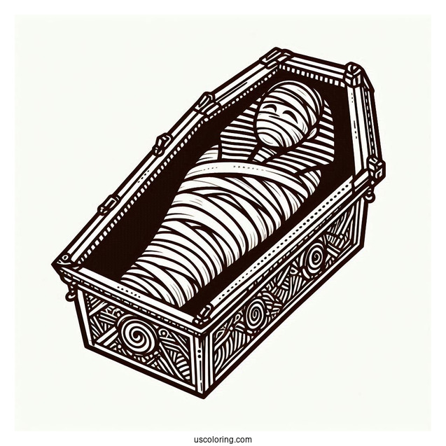 Mummy Coloring Page Of Simple Open Egyptian Coffin