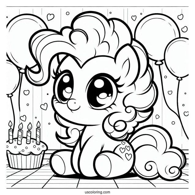 Baby Pinkie Pie Coloring Page With Balloon Background