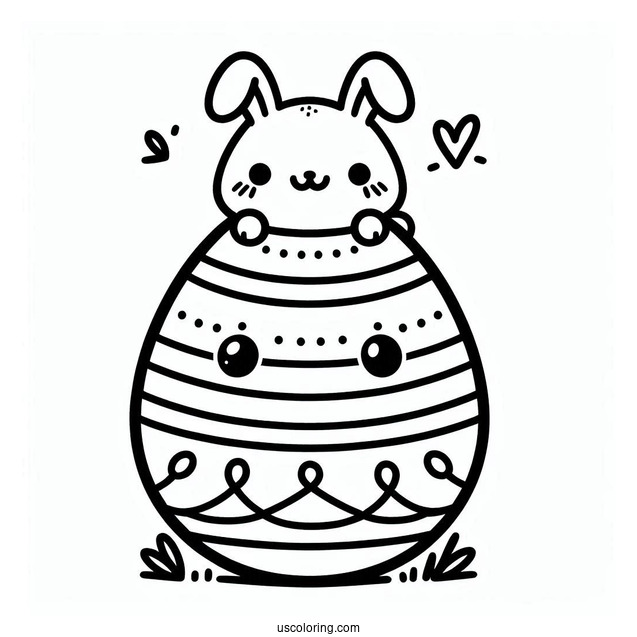 Cartoon Easter Egg With Tiny Bunny On Top