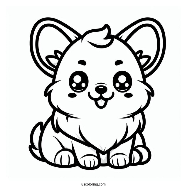 Kawaii Corgi Outline For Preschoolers
