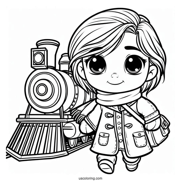 Polar Express Coloring Page Of Hero Girl For Kids