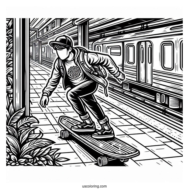 Detailed Subway Surfers Coloring Page Poster