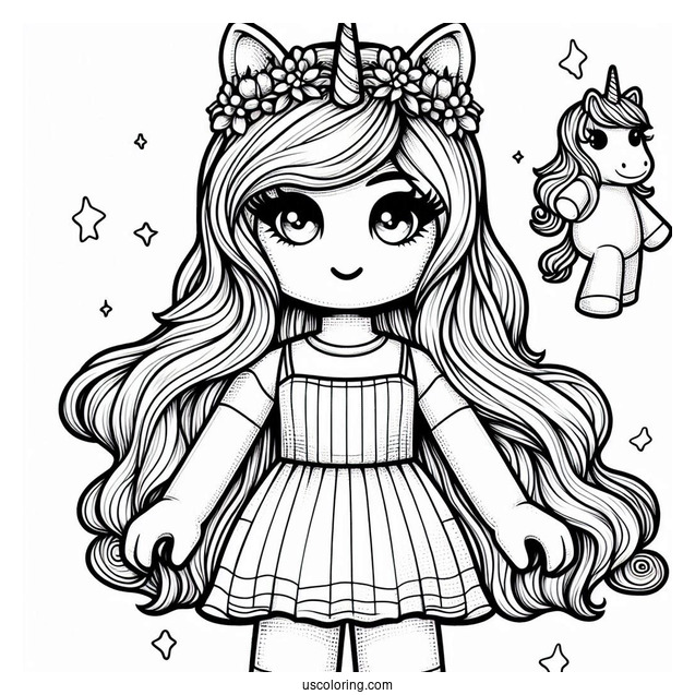 Roblox Girl Skin With Baby Unicorn Coloring Page