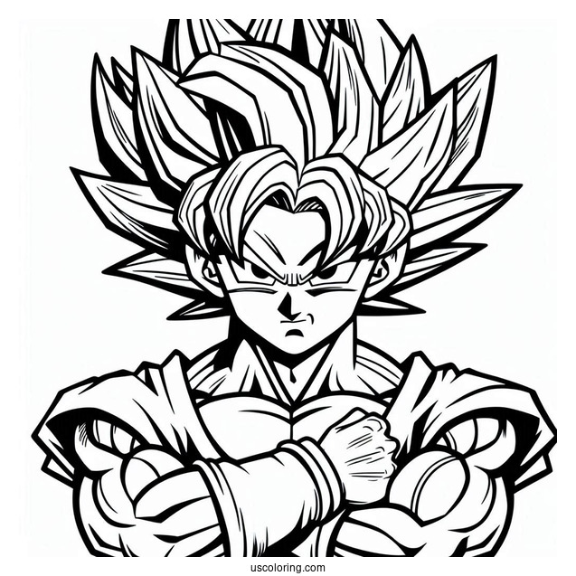 Super Saiyan Goku Coloring Page For Kids
