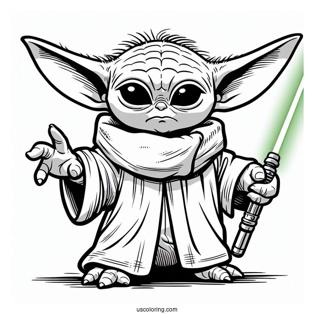 Baby Yoda Using The Force To Color