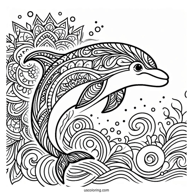 Mandala Dolphin Coloring Sheet For Adults