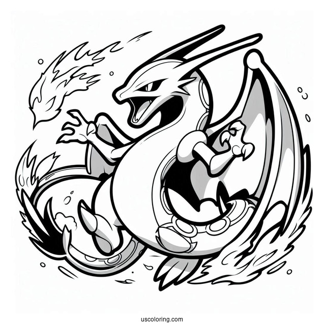 Rayquaza Coloring Page Charizard Mix
