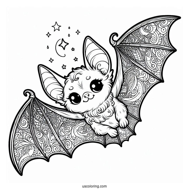 Mewitti Bat Coloring Page Getting Ready To Fly