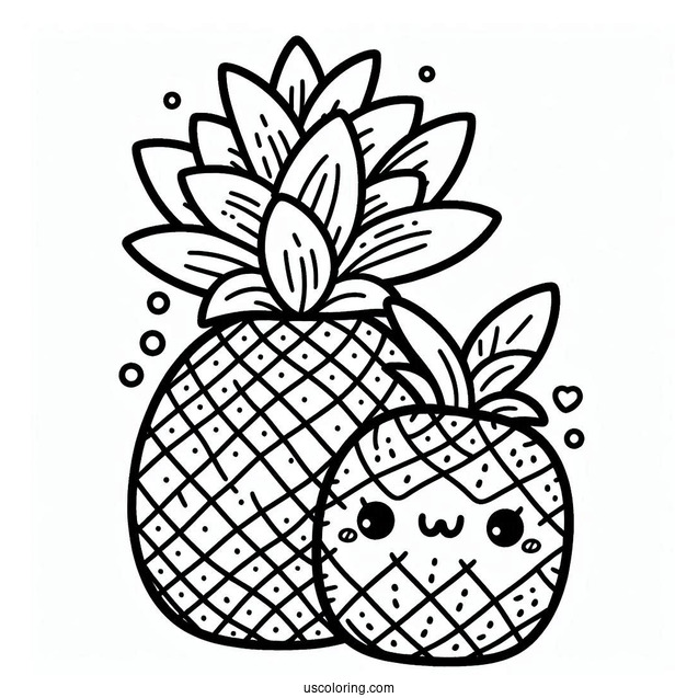 Kawaii Pineapple Coloring Page