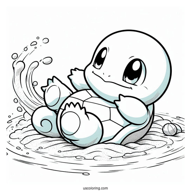 Squirtle Coloring Page Rolling On Sand