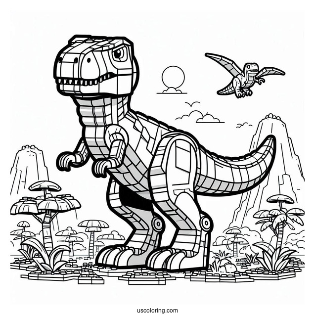 Lego T-Rex Coloring Page For Kids