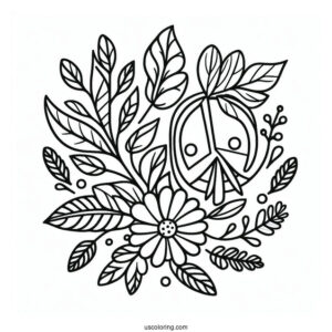 Floral Peace Coloring Page