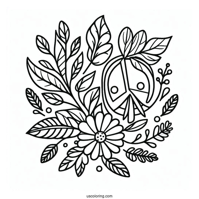Floral Peace Coloring Page