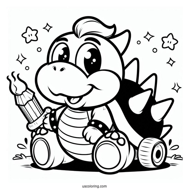 Easy Baby Bowser Coloring Sheet For Kids