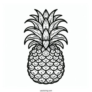 Easy Outline Of Pineapple Coloring For Kids