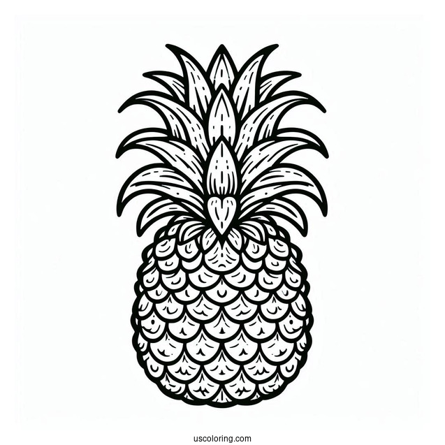 Easy Outline Of Pineapple Coloring For Kids
