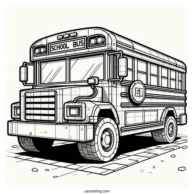 Detailed Minecraft School Bus Coloring Page