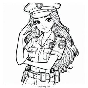 Traffic Control Police Officer To Color