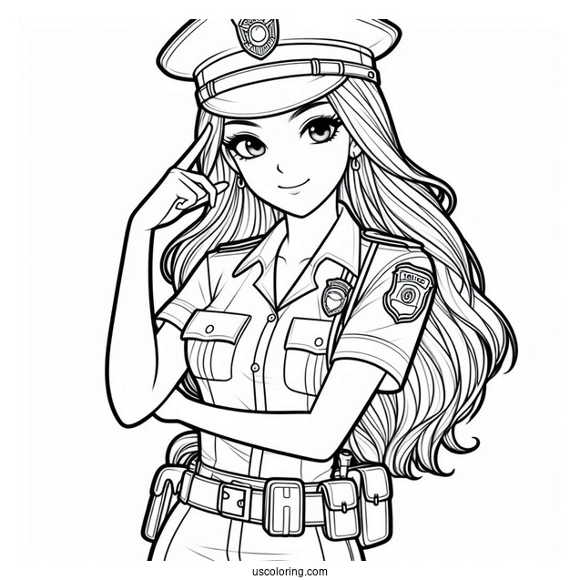 Traffic Control Police Officer To Color