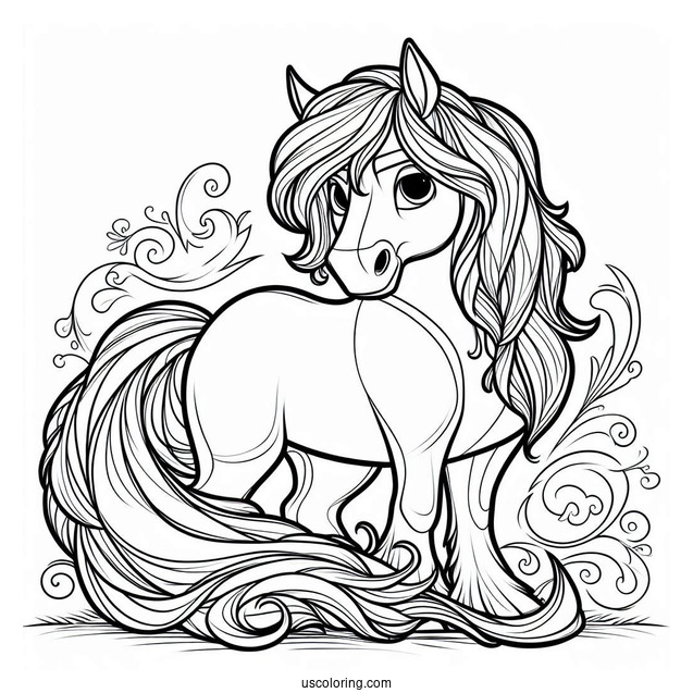 Coloring Sheet Of Maximus The Horse From Tangled