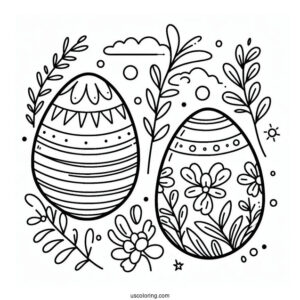 Simple Easter Eggs Coloring Page For Kids