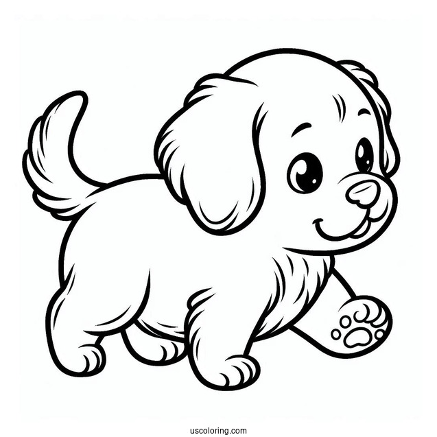 Simple Coloring Page Of Puppy Walking