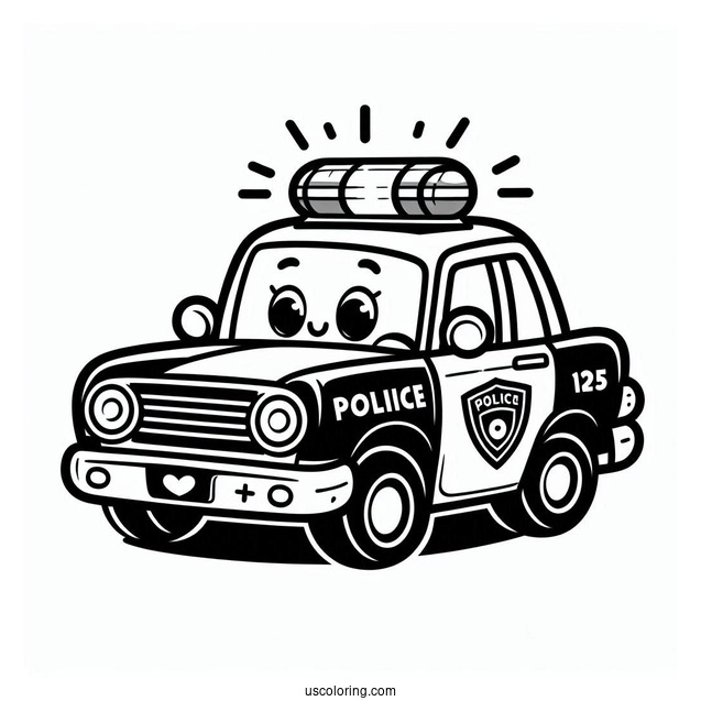 Poli Police Car Coloring Page For Preschoolers