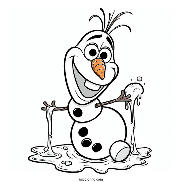 Melting Olaf Coloring Page