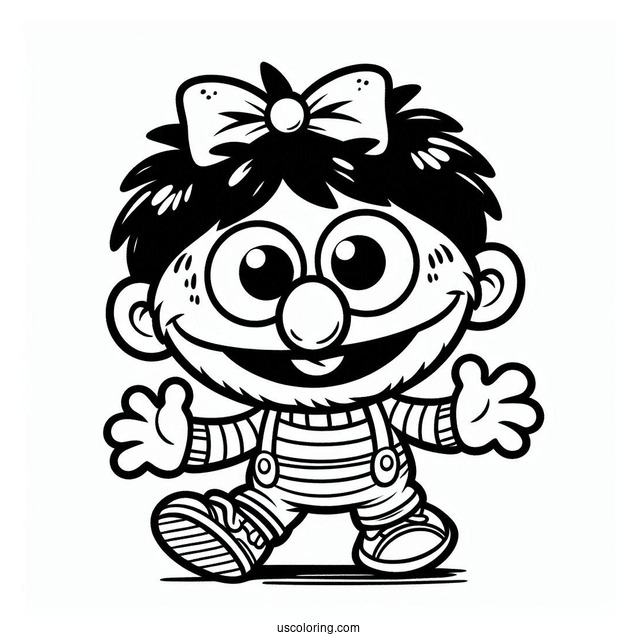 Cute Chibi Ernie Coloring Sheet For Kids