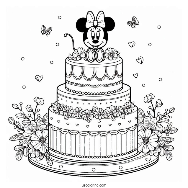 Three-Tier Cake With Minnie Mouse Topper