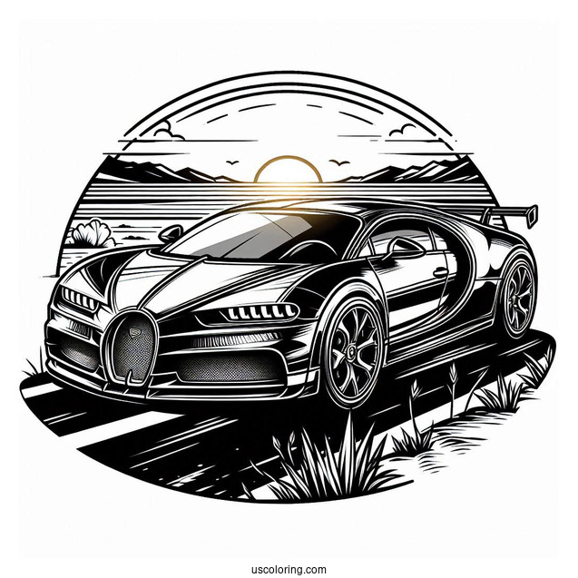 Lamborghini Revuelto vs Bugatti Coloring Page