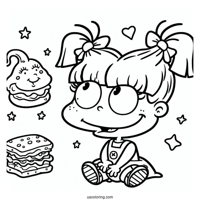 Rugrats Coloring Page Of Easy Outline Of Angelica Pickles