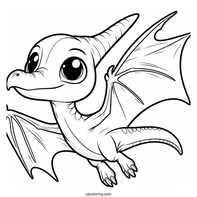 Cute Pterodactyl Coloring Page For Preschoolers