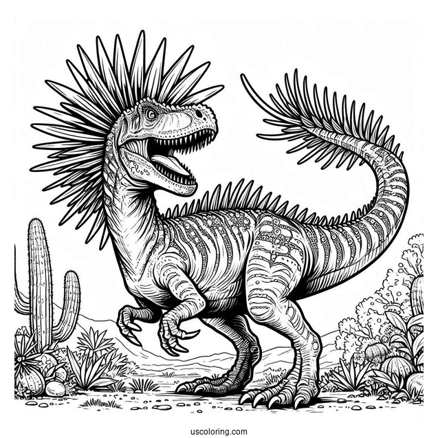 Spiky Yutyrannus Growling Coloring Page