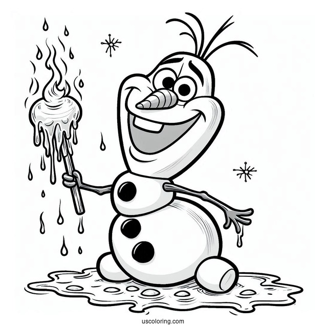 Melting Olaf Coloring Page